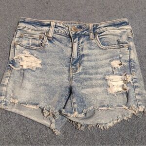 American Eagle Outfitters Light Blue Distressed Jean Shorts